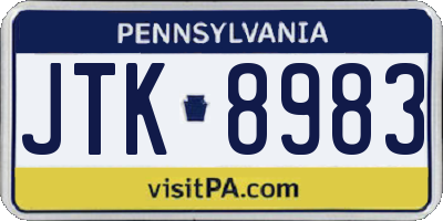 PA license plate JTK8983