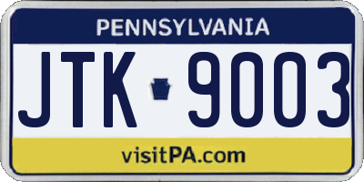 PA license plate JTK9003