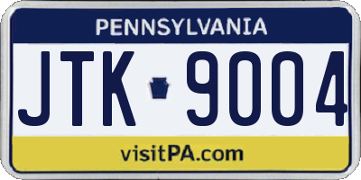 PA license plate JTK9004