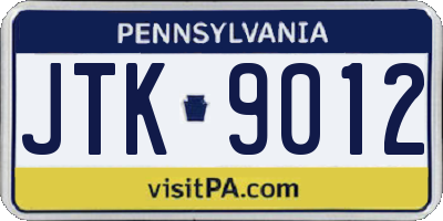 PA license plate JTK9012