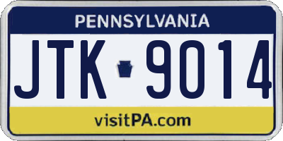 PA license plate JTK9014