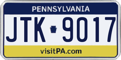 PA license plate JTK9017
