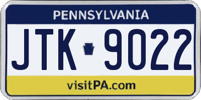 PA license plate JTK9022