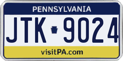 PA license plate JTK9024