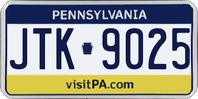 PA license plate JTK9025