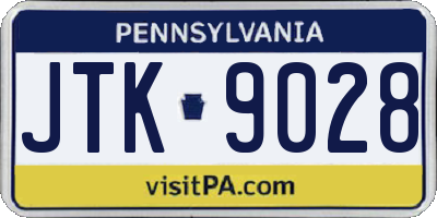 PA license plate JTK9028