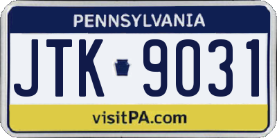 PA license plate JTK9031