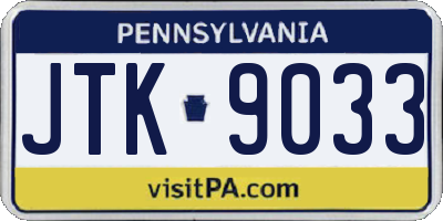 PA license plate JTK9033
