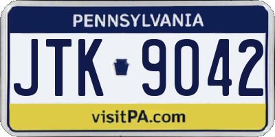 PA license plate JTK9042