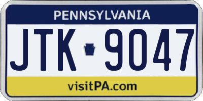 PA license plate JTK9047