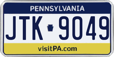 PA license plate JTK9049