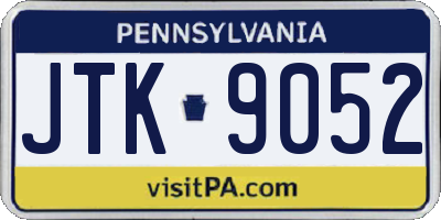 PA license plate JTK9052