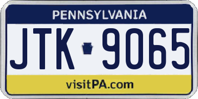 PA license plate JTK9065