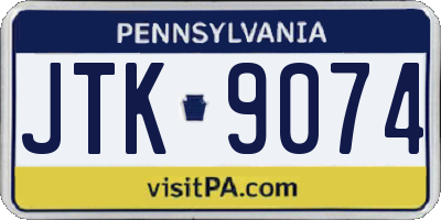 PA license plate JTK9074