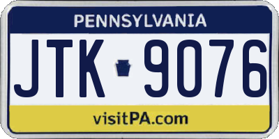 PA license plate JTK9076