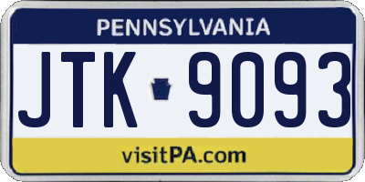 PA license plate JTK9093
