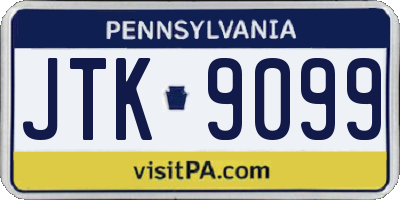PA license plate JTK9099
