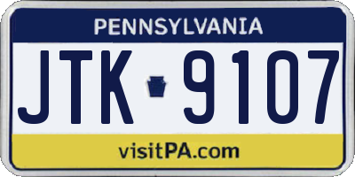 PA license plate JTK9107
