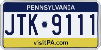 PA license plate JTK9111
