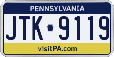 PA license plate JTK9119