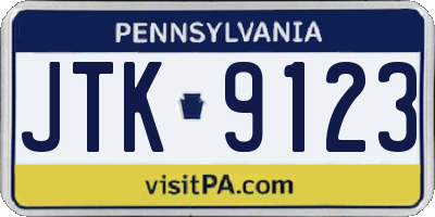 PA license plate JTK9123