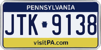 PA license plate JTK9138