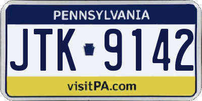 PA license plate JTK9142