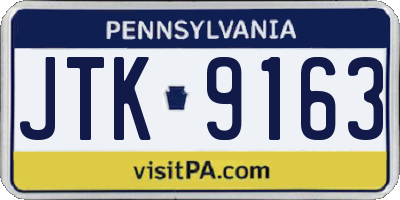 PA license plate JTK9163