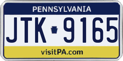 PA license plate JTK9165