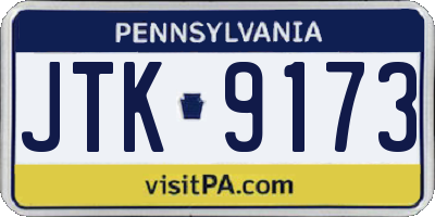 PA license plate JTK9173