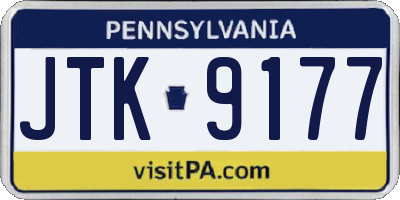 PA license plate JTK9177