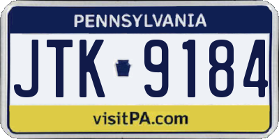 PA license plate JTK9184