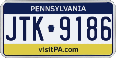 PA license plate JTK9186