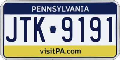 PA license plate JTK9191