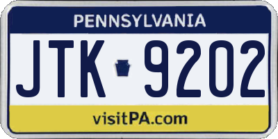 PA license plate JTK9202