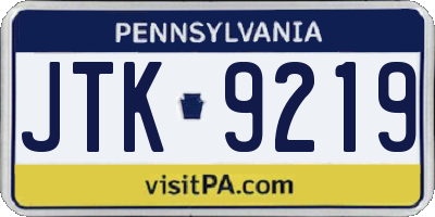 PA license plate JTK9219