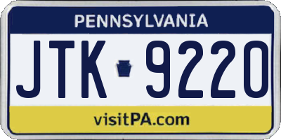 PA license plate JTK9220