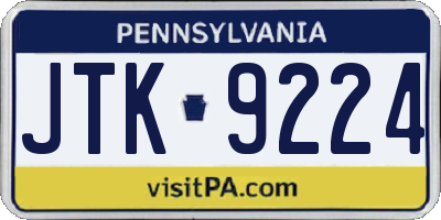 PA license plate JTK9224