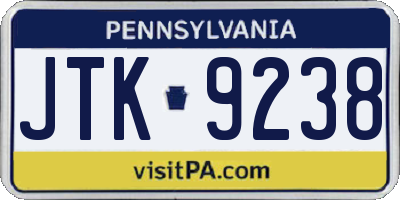 PA license plate JTK9238