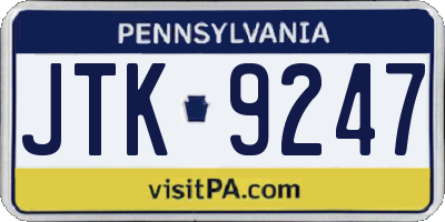PA license plate JTK9247
