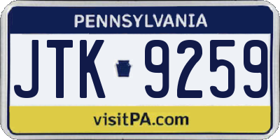 PA license plate JTK9259