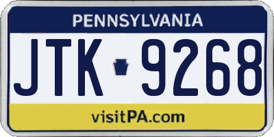 PA license plate JTK9268