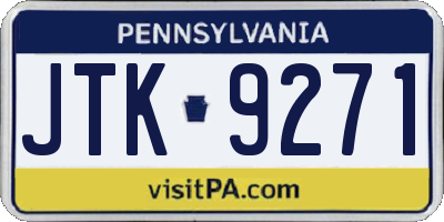 PA license plate JTK9271