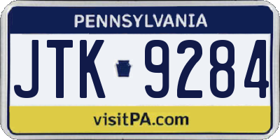 PA license plate JTK9284