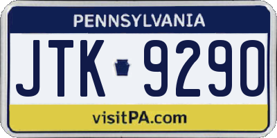 PA license plate JTK9290