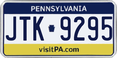PA license plate JTK9295