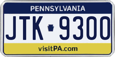 PA license plate JTK9300
