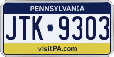 PA license plate JTK9303