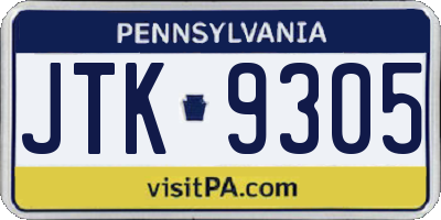 PA license plate JTK9305