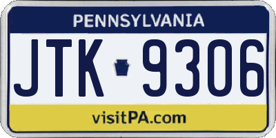 PA license plate JTK9306